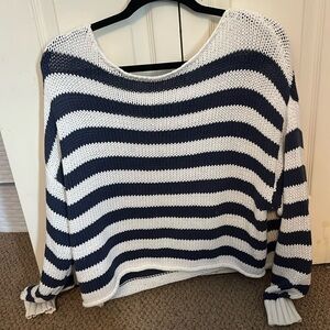 Navy stripped off the shoulder Aerie sweater